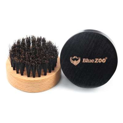 Shaving facial hair brush neck brush 100% black pig bristle hair black round beard brush for men