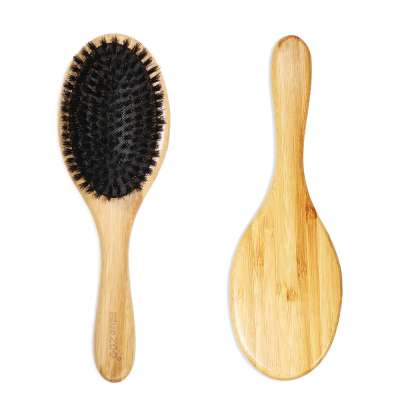 Blue zoo long handle black bristle boar hair massage hair comb massage brush